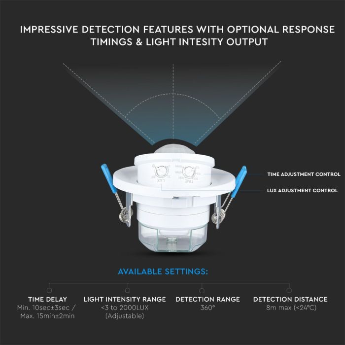 Sensor de movimiento por infrarrojos V-TAC - IP20 - Blanco-extra-7.webp