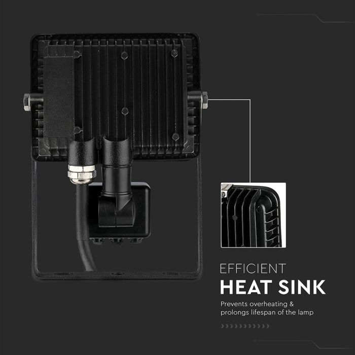 Proyector LED giratorio V-TAC - Samsung - Sensor PIR - Impermeable IP65 - Negro - 30W - 2400 Lúmenes - 3000K-extra-7.webp