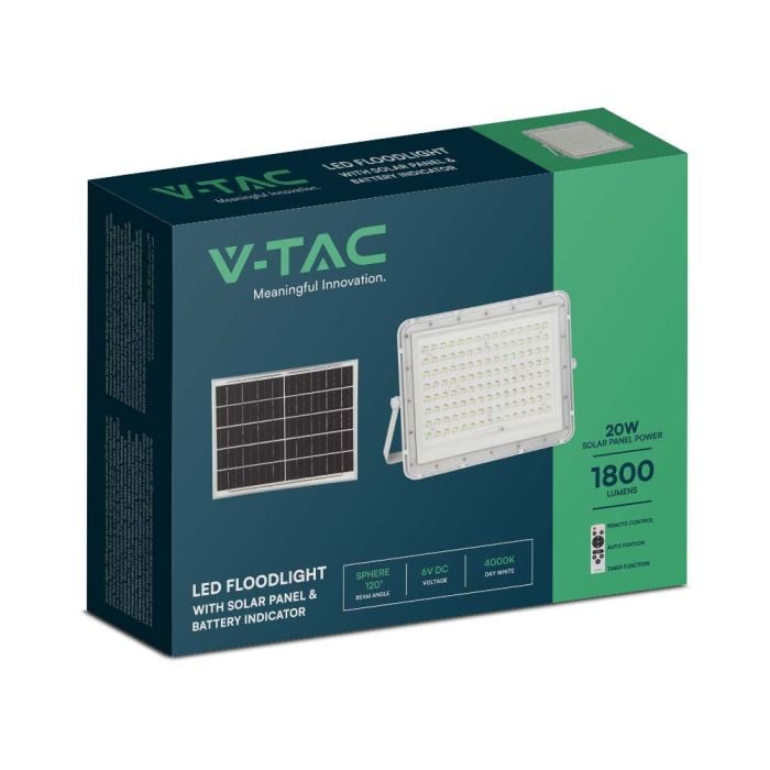 Proyector Solar V-TAC - Impermeable IP65 - Blanco - 20W - 1800 Lumens - 6400K-extra-14.webp