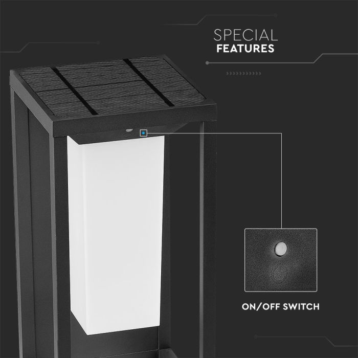 Aplique Solar V-TAC - Samsung - IP65 Impermeable - Gris - 2W - 220 Lumens - 3000K-extra-1.webp