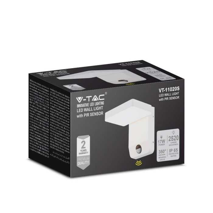Aplique LED Giratorio V-TAC - Sensor PIR - Impermeable IP65 - Blanco - 17W - 2580 Lumens - 4000K-extra-3.webp
