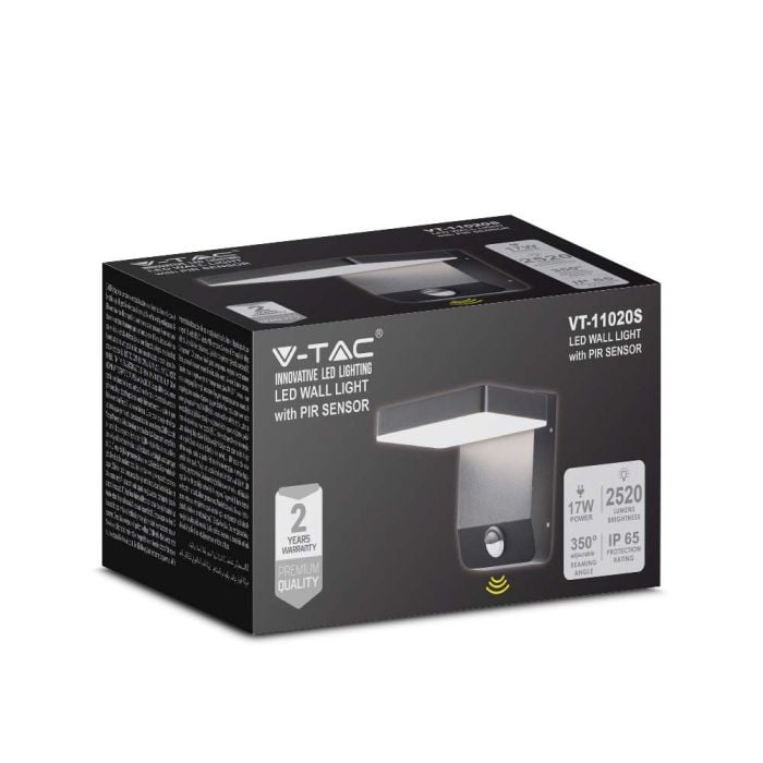 Aplique LED giratorio V-TAC - Sensor PIR - Impermeable IP65 - Negro - 17W - 2520 Lumens - 3000K-extra-3.webp