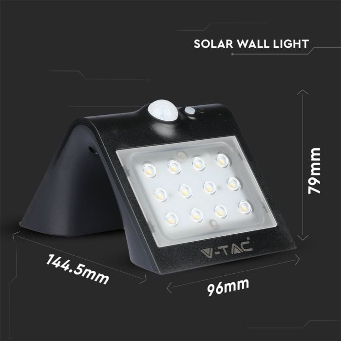 Aplique Solar V-TAC - IP65 Impermeable - Negro - 1.5W - 220 Lumens - 4000K-extra-6.webp
