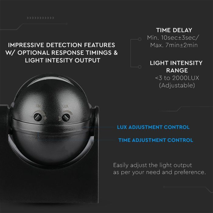 Sensor de movimiento por infrarrojos V-TAC - IP44 - Negro-extra-7.webp