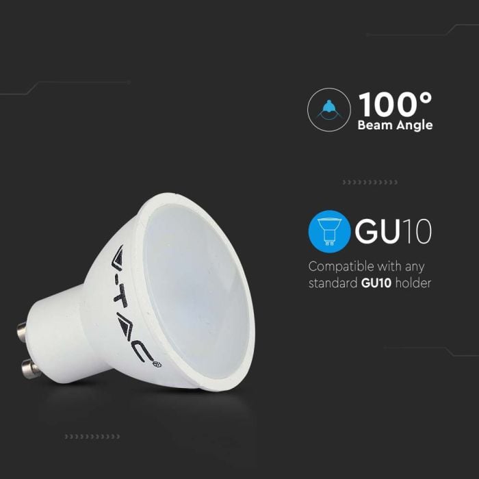 Foco LED V-TAC - GU10 - Lente 110° - IP20 - Blanco Lechoso - 4.5W - 400 Lúmenes - 3000K - Pack de 25-extra-5.webp