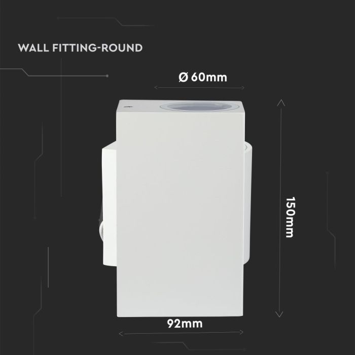 V-TAC Aplique de Pared Exterior - Accesorios de Pared - Soporte GU10 - IP44 - Blanco-extra-6.webp
