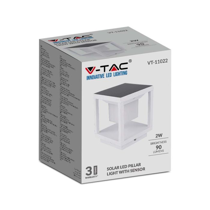 V-TAC Baliza Solar - IP65 Impermeable - Blanco - 2W - 90 Lumens - 3000K-extra-3.webp