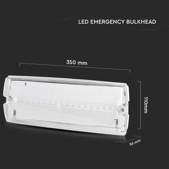 Luces de Emergencia V-TAC - Mamparas - 24 Horas - IP65 Impermeable - Blanco - 3W - 130 Lúmenes - 6400K-extra-2.webp