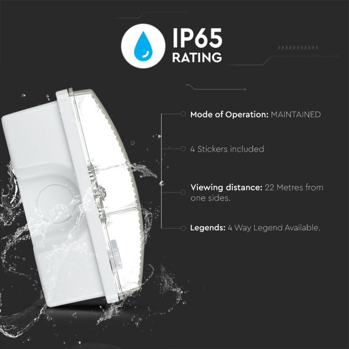 Luces de Emergencia V-TAC - Mamparas - 12 Horas - IP65 Impermeable - 3W - 140 Lumens - 6400K-extra-5.webp