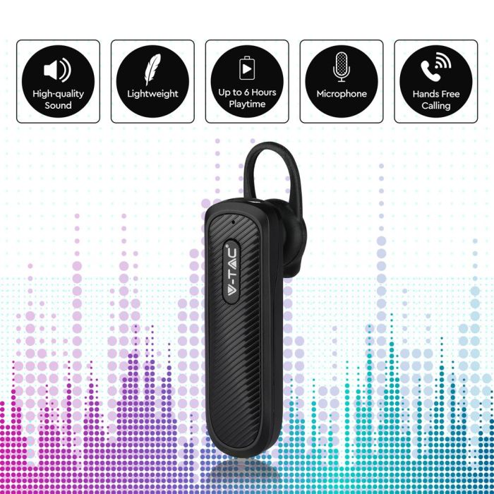 Auricular Bluetooth inalámbrico V-TAC - 70mAh - Negro-extra-5.webp
