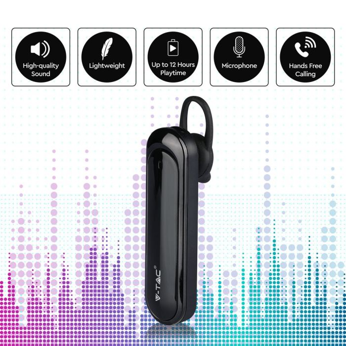 Auricular Bluetooth inalámbrico V-TAC - 170 mAh - Negro-extra-5.webp