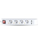 V-TAC Adaptadores y Enchufes - 4 Vías - Interruptor USB Enchufe de Extensión - Blanco - 1,4 m de cable-extra-2.webp