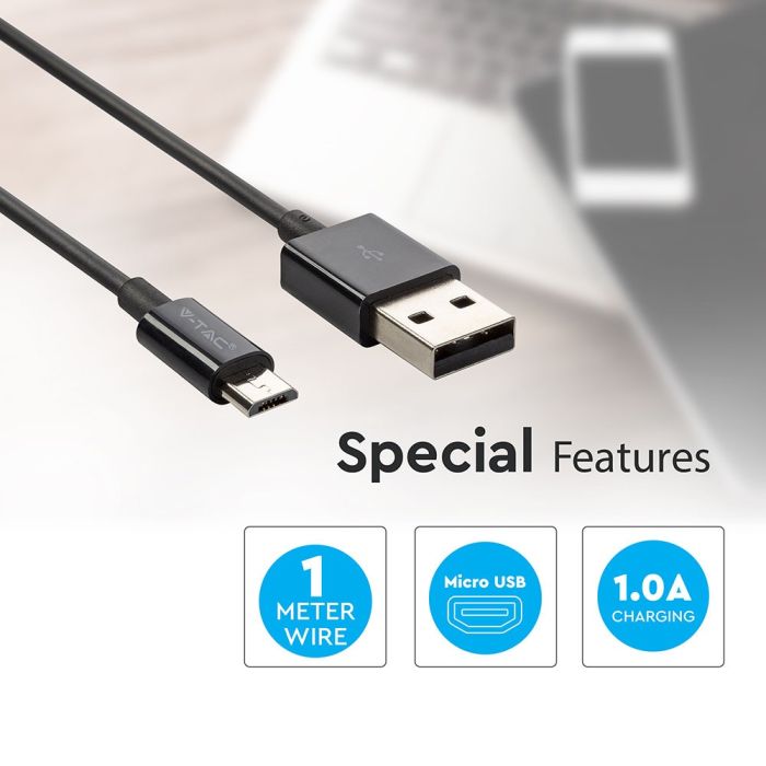 Cable USB V-TAC - Silver Series - Negro-extra-4.webp