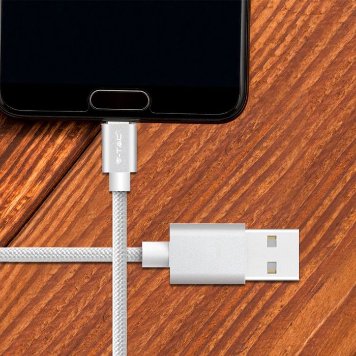 V-TAC Cable USB - Trenzado - Platinum Series - Plata - 1M-extra-2.webp