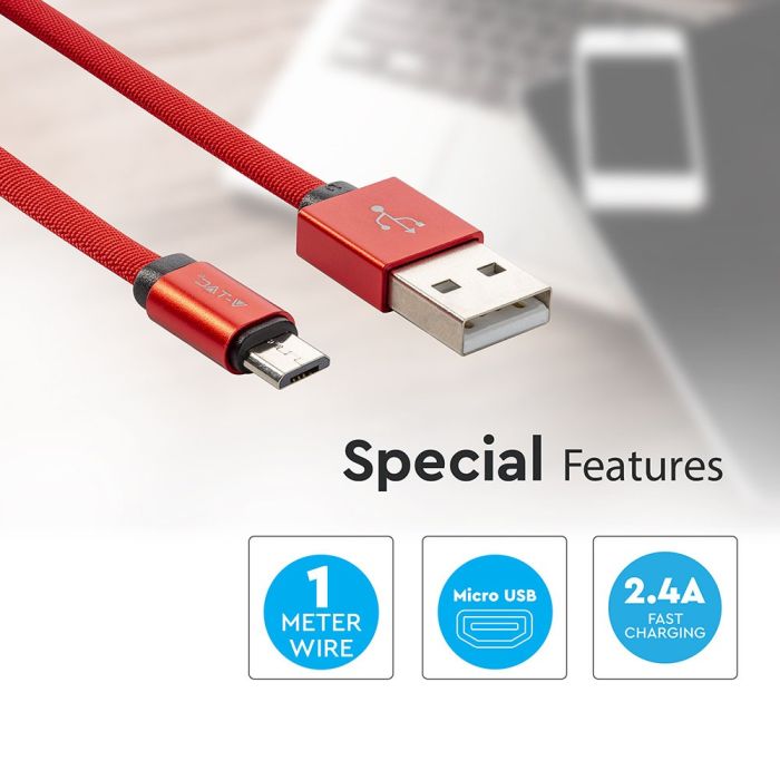 Cable USB V-TAC - Serie Ruby - Rojo-extra-5.webp