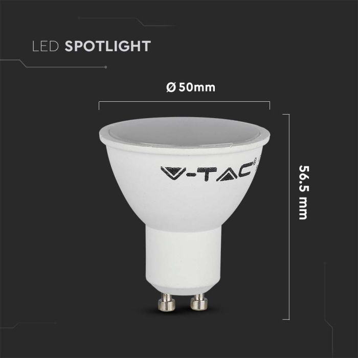 Dicróica LED V-TAC - GU10 - Lente 110° - IP20 - Blanco Lechoso - 4.5W - 400 Lúmenes - 3000K-extra-6.webp