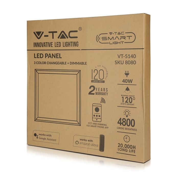 V-TAC LED Panel - 60 x 60 - IP20 - Blanco - 40W - 4800 Lumens - 3IN1-extra-5.webp
