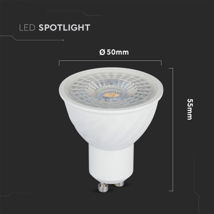 Dicróica LED regulable V-TAC Samsung GU10 Lente 110° IP20 Blanco 6W 445 Lúmenes 6500K-extra-6.webp