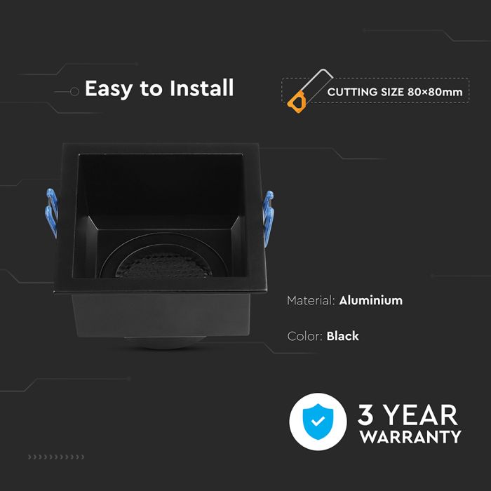 Foco LED V-TAC - Empotrable - GU10 - IP20 - Negro-extra-5.webp