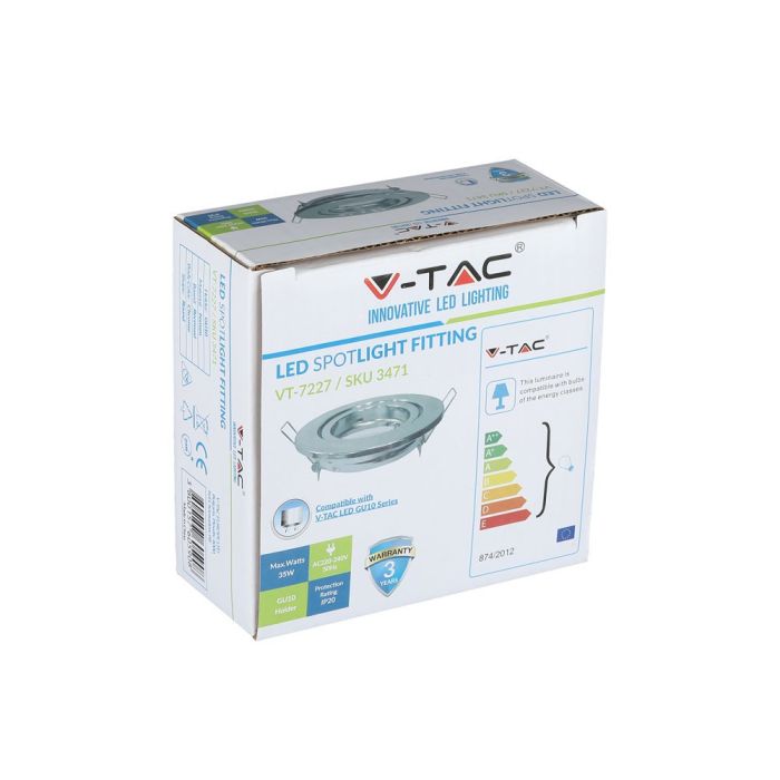 V-TAC LED Aro redondo - Empotrable - GU10 - IP20 - Acero inoxidable-extra-9.webp