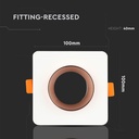 V-TAC LED Aro de yeso cuadrado - Empotrable - GU10 - IP20 - Blanco + Oro rosa mate-extra-2.webp