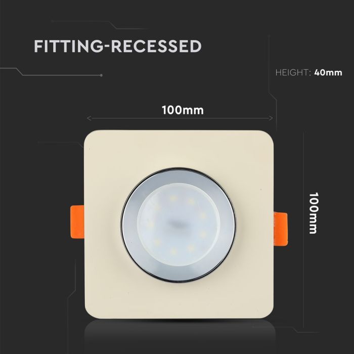 V-TAC LED Aro de yeso / hormigón cuadrado - Empotrable - GU10 - IP20 - Off White + Chrome-extra-2.webp