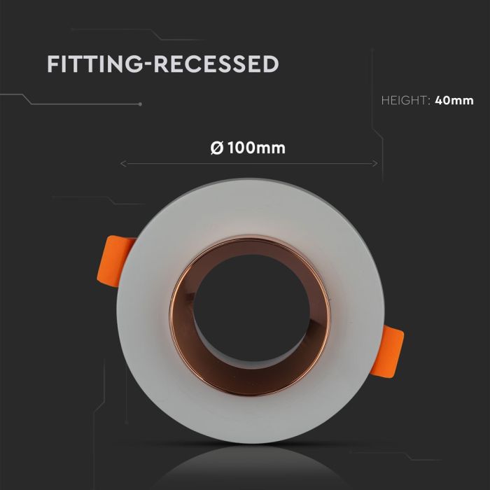 V-TAC LED Aro de yeso / hormigón redondo - Empotrable - GU10 - IP20 - Gris + Oro rosa mate-extra-2.webp