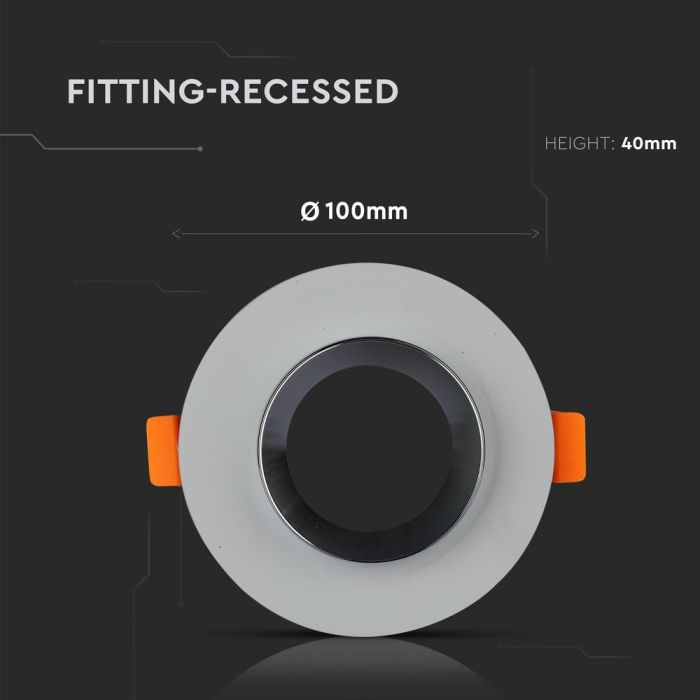 V-TAC LED Aro de yeso / hormigón redondo - Empotrable - GU10 - IP20 - Gris + Cromo-extra-2.webp