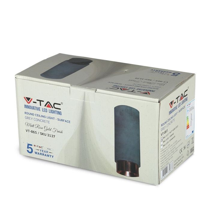 V-TAC Aro de yeso / hormigón LED - Accesorios de superficie - GU10 - IP20 - Gris + Oro rosa mate-extra-10.webp