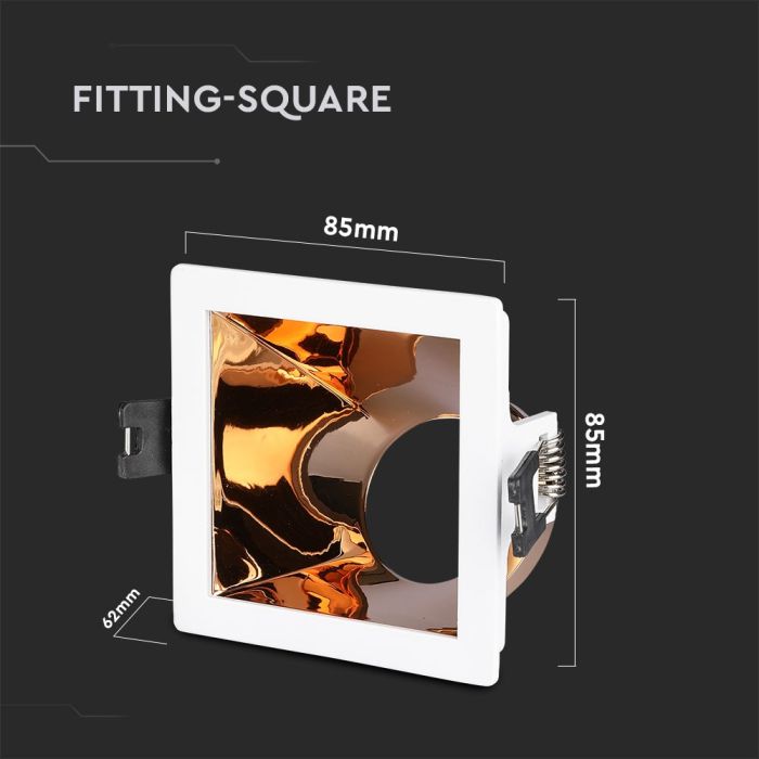 V-TAC Aro cuadrado LED - Empotrable - GU10 - IP20 - Blanco + Oro Rosa-extra-2.webp