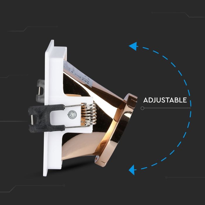 V-TAC Aro cuadrado LED - Empotrable - GU10 - IP20 - Blanco + Oro Rosa-extra-5.webp
