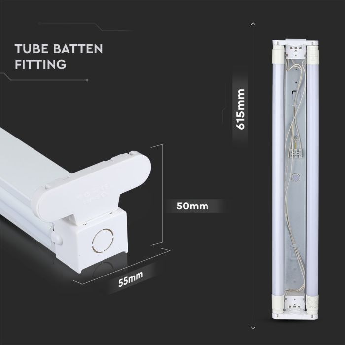 V-TAC Tubo LED - Doble Accesorio - IP20 - Blanco - 60CM x 2-extra-2.webp