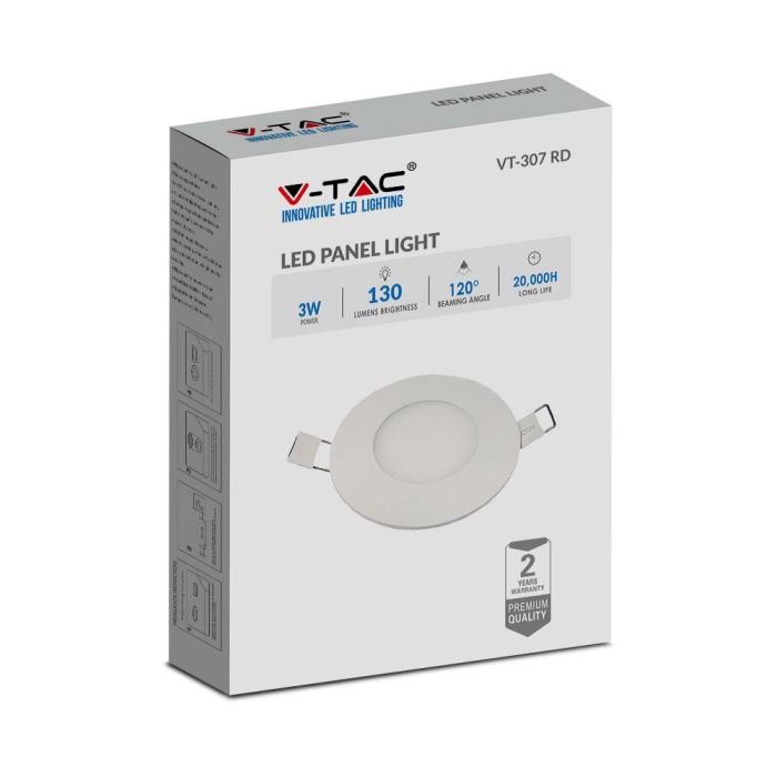 Mini panel LED redondo V-TAC - Serie Premium - IP20 - Blanco - 6W - 490 Lúmenes - 2700K-extra-3.webp