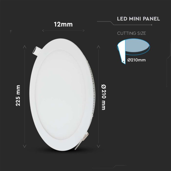Mini panel LED redondo V-TAC - Serie Premium - IP20 - Blanco - 18W - 1400 Lúmenes - 2700K-extra-4.webp