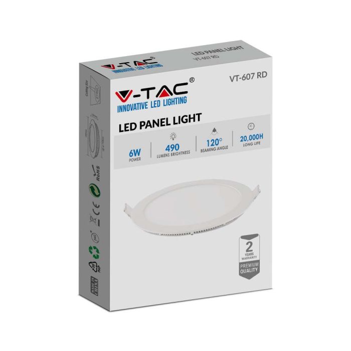 Mini panel LED redondo V-TAC - Serie Premium - IP20 - Blanco - 6W - 490 Lúmenes - 2700K-extra-3.webp
