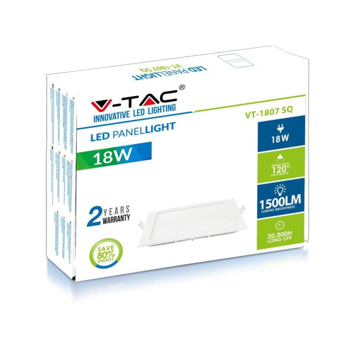 Mini panel LED cuadrado V-TAC - Serie Premium - IP20 - Blanco - 18W - 1500 Lúmenes - 3000K-extra-3.webp