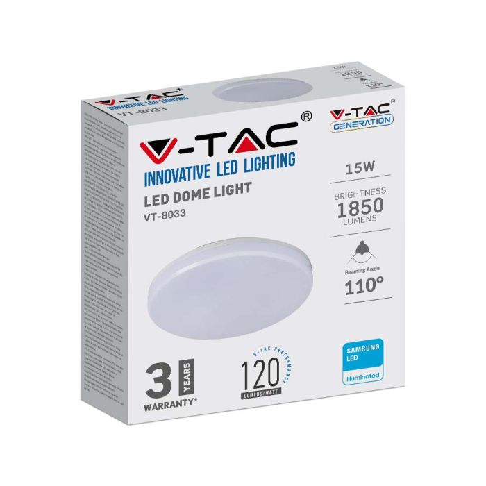 Plafón cuadrado LED V-TAC - Samsung - sin recorte - 300mm - IP44 - Blanco - 25W - 2500 Lumens - 3000K-extra-5.webp