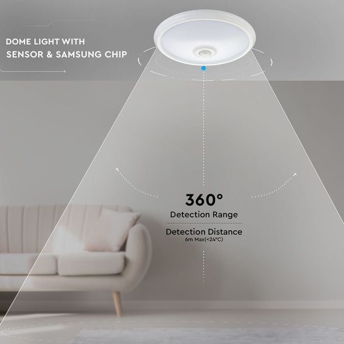 LED Plafón redondo VTAC con sensor - Samsung - Sensor PIR - 290 mm - IP20 - Branco - 12 W - 900 lúmenes - 6400 K-extra-1.webp