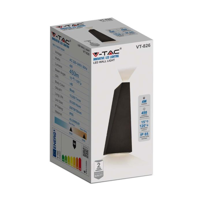 Aplique Triangular LED V-TAC - IP65 Impermeable - Negro - 4W - 450 Lumens - 3000K-extra-5.webp