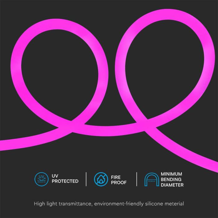 V-TAC Tira de Luz LED - Neon Flex - IP20 - Código de Color: Rosa - Precio/1m (Rollo 10m)-extra-6.webp