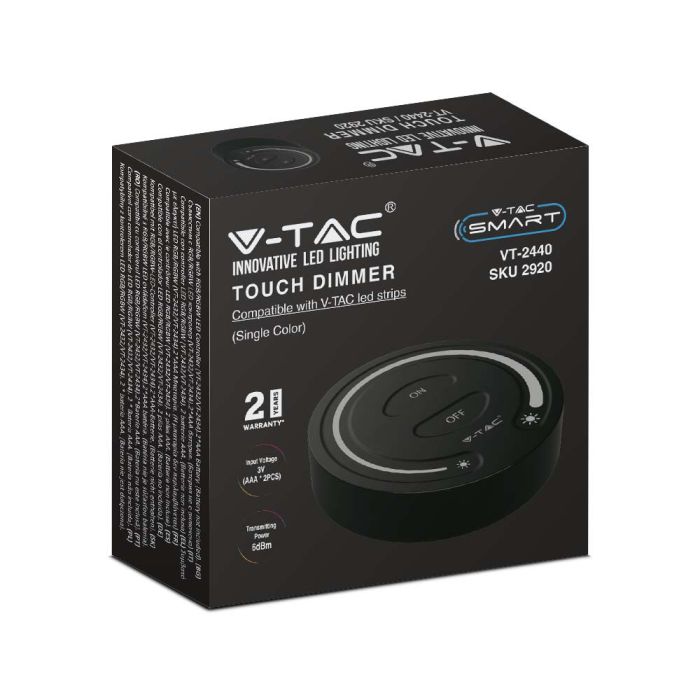 V-TAC Tiras de Luz LED - Accesorios - Interruptor Táctil Dimmer - Negro-extra-7.webp