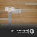 V-TAC Lámpara de Sobremesa Recargable - IP20 - Gris - 1W - 100 Lumens - 3000K-extra-6.webp