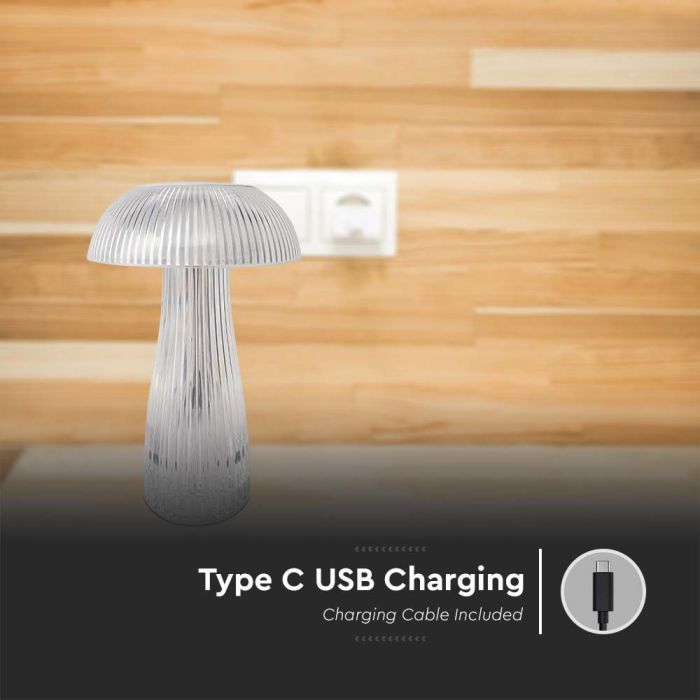 V-TAC Lámpara de Sobremesa Recargable - IP20 - Transparente - 1W - 50 Lumens - 3IN1-extra-7.webp