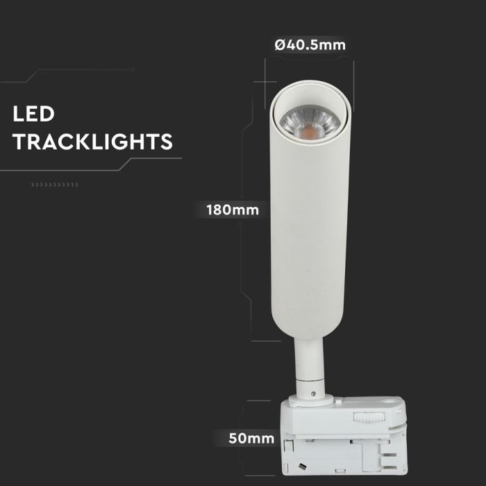V-TAC LED Slim Foco de carril - Samsung - IP20 - Blanco - 7W- 490 Lumens - 3000K-extra-2.webp