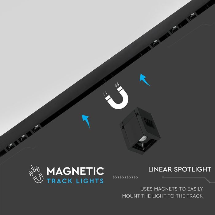 V-TAC LED Magnetic Foco de carril - Linear Dicroica - IP20 - Negro - 1W- 35 Lumens - 3000K-extra-3.webp