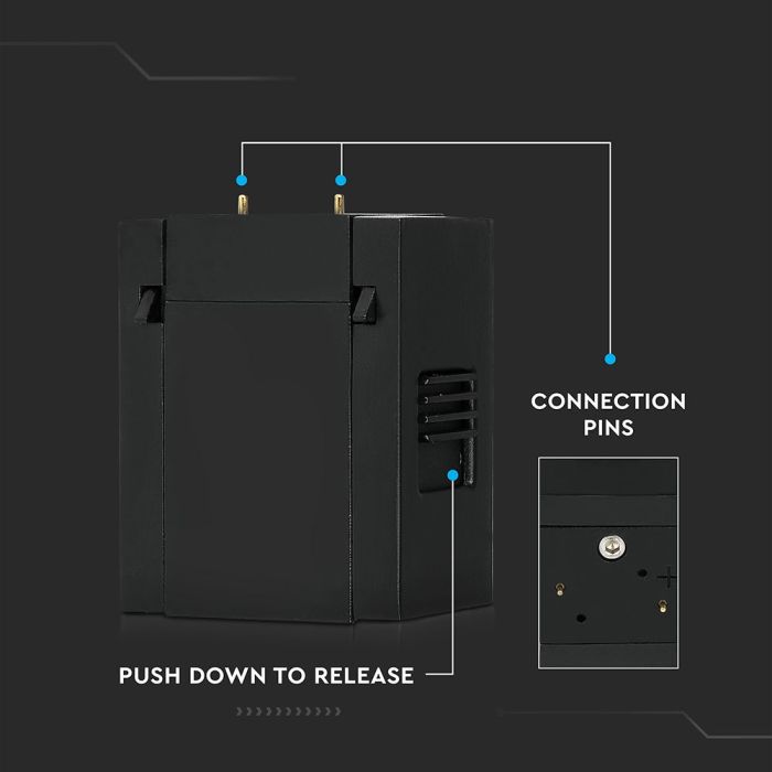 V-TAC LED Magnetic Foco de carril - Linear Dicroica - IP20 - Negro - 1W- 35 Lumens - 3000K-extra-7.webp