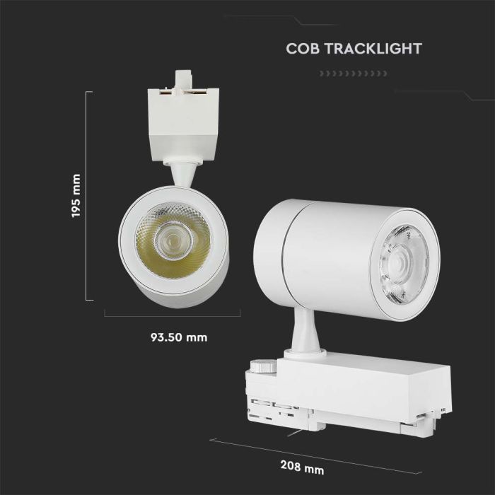 V-TAC LED COB Foco de carril - IP20 - Blanco - 35W- 3000 Lumens - 6400K-extra-2.webp