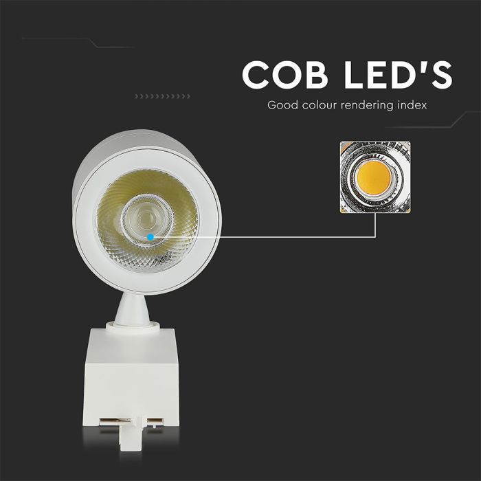 V-TAC LED COB Foco de carril - IP20 - Blanco - 35W- 3000 Lumens - 6400K-extra-3.webp