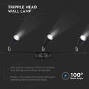 Aplique LED V-TAC - Cabezal triple - IP20 - Negro - 13.5W - 1260 Lumens - 3000K-extra-1.webp