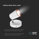 Aplique LED V-TAC - Cabezal Simple - IP20 - Blanco - 5W - 540 Lumens - 3000K-extra-1.webp